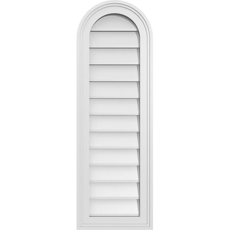 Ekena Millwork Round Top Surface Mount PVC Gable Vent w/ 2"W x 1-1/2"P Brickmould Frame, 12"W x 36"H GVPRT12X3602SN